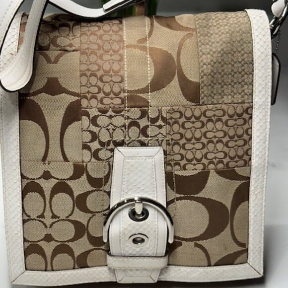 Coach Signature Jacquard Patchwork with Leather & Snake Trim - Picture 2 of 15